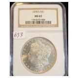 1878-S MORGAN SILVER DOLLAR - NGC GRADED: MS63