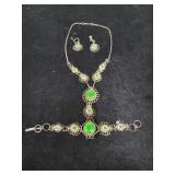 ART DECO NECKLACE, BRACELET, EARRINGS