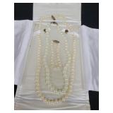 24" PEARL NECKLACE, 16" PEARL NECKLACE AND
