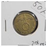 1938-D GERMAN 3RD REICH 5 PFENNIG