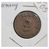 1939 GERMAN 3RD REICH 2 PFENNIG