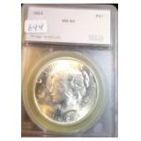 1923 PEACE SILVER DOLLAR - SEGS GRADED: MS64