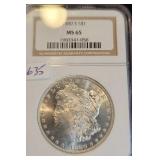1880-S MORGAN SILVER DOLLAR - NGC GRADED: MS65