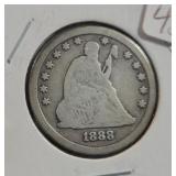 1888-S SEATED LIBERTY QUARTER