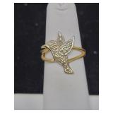 10K YELLOW GOLD HUMMING BIRD RING - SIZE: 5 - 2