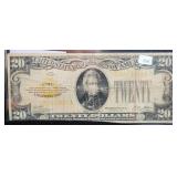 1928 SMALL SIZE $20 GOLD CERTIFICATE