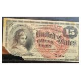 4TH ISSUE FRACTIONAL CURRENCY 15 CENT LARGE SEAL