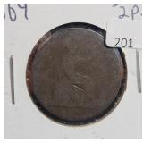 1864 BRITISH 1/2 PENNY
