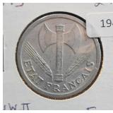 1943 FRENCH WWII 2 FRANCS