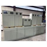 15pc FRESH SAGE DREAM GALLEY 30" UPPERS, 12" GLASS