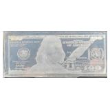 4 TROY OZ SILVER "$100 SILVER BAR" WITH COA