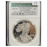 2020-P SILVER EAGLE - EMERGENCY ISSUE - FIRST DAY