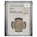 1920-B INDIA RUPEE - NGC GRADED: MS61