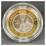 2000 LIBRARY OF CONGRESS BIMETALLIC $10 PROOF COIN