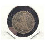1891 SEATED LIBERTY DIME