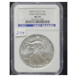 2009 SILVER EAGLE - EARLY RELEASES - NGC: MS70