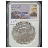 2015 SILVER EAGLE - FIRST RELEASES - NGC: MS70