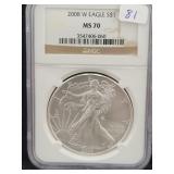 2008-W SILVER EAGLE - NGC GRADED: MS70