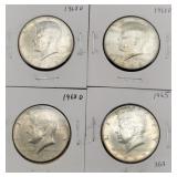 (4) 40% SILVER KENNEDY HALF DOLLARS:  1965 AND