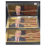 (3) TRUMP 100 MILIGRAMS PURE GOLD NOTES - 24K PURE