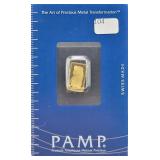 PAMP 1 GRAM FINE GOLD INGOT - 999.9 - SUISSE