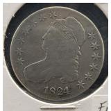 1824 BUST HALF DOLLAR