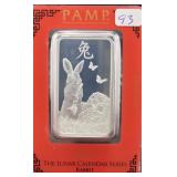 2003 LUNAR CALENDAR SERIES RABBIT - 1 OZ SILVER