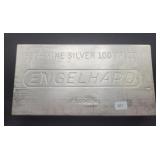 ENGLEHARD 100 TROY OZ 999+ FINE SILVER BAR -