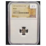 1897 GUATEMALA 1/4R - NGC GRADED: MS66