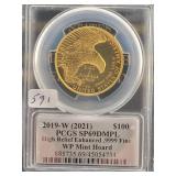 2019-W 1 OZ GOLD EAGLE COIN PCGS GRADED SP 69 DMPL