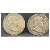 1962-D & 1952-D FRANKLIN SILVER HALF DOLLARS