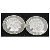 (2) 1 OZ BUFFALO SILVER ROUNDS