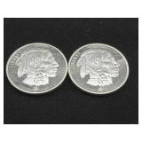 (2) 1 OZ BUFFALO SILVER ROUNDS