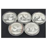 (5) CHINA PANDA 30 GM SILVER ROUNDS