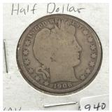 1906 BARBER HALF DOLLAR