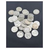 (40) ASSORTED SILVER QUARTERS