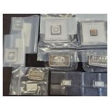 10 ASSORTED SILVER BARS TOTAL WEIGHT 93 GRAMS