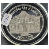 1986 REMEMBER THE ALAMO 1 OZ SILVER ROUND
