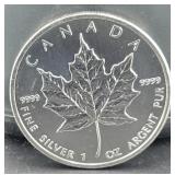 2013 CANADIAN MAPLE LEAF 1 OZ SILVER ROUND