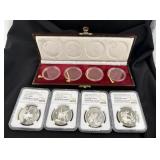 CHINA 1984 GOLDFISH SILVER PROOF 4 MEDAL SET