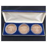 (3) 1 OZ COPPER ROUNDS - EACH HAS CADUCEUS ON IT
