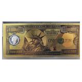 1 MILLION DOLLAR FOIL NOTE W/ 1/10 OZ SILVER