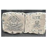 2 OZ SILVER PIRATE FLAG BY BONEYARD BULLION .999