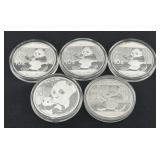 (5) CHINA PANDA 30 GM SILVER ROUNDS