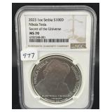 2023 1 OZ SERBIAN SILVER ROUND NIKOLA TESLA