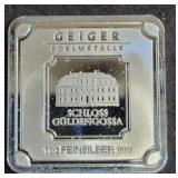 GEIGER 1 OZ SILVER BAR .999 FINE SILVER