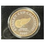 1997 DETROIT RED WINGS 1 OZ SILVER ROUND