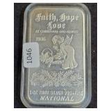 1985 FAITH, HOPE & LOVE 1 OZ SILVER INGOT
