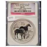 2014P AUSTRAILIA SILVER DOLLAR YEAR OF THE HORSE