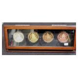 SET OF 4 LAKOTA 1 OZ SILVER ROUNDS W/ SILVER, BRON